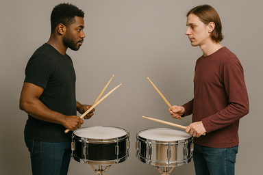 Student and teacher taking drum lessons